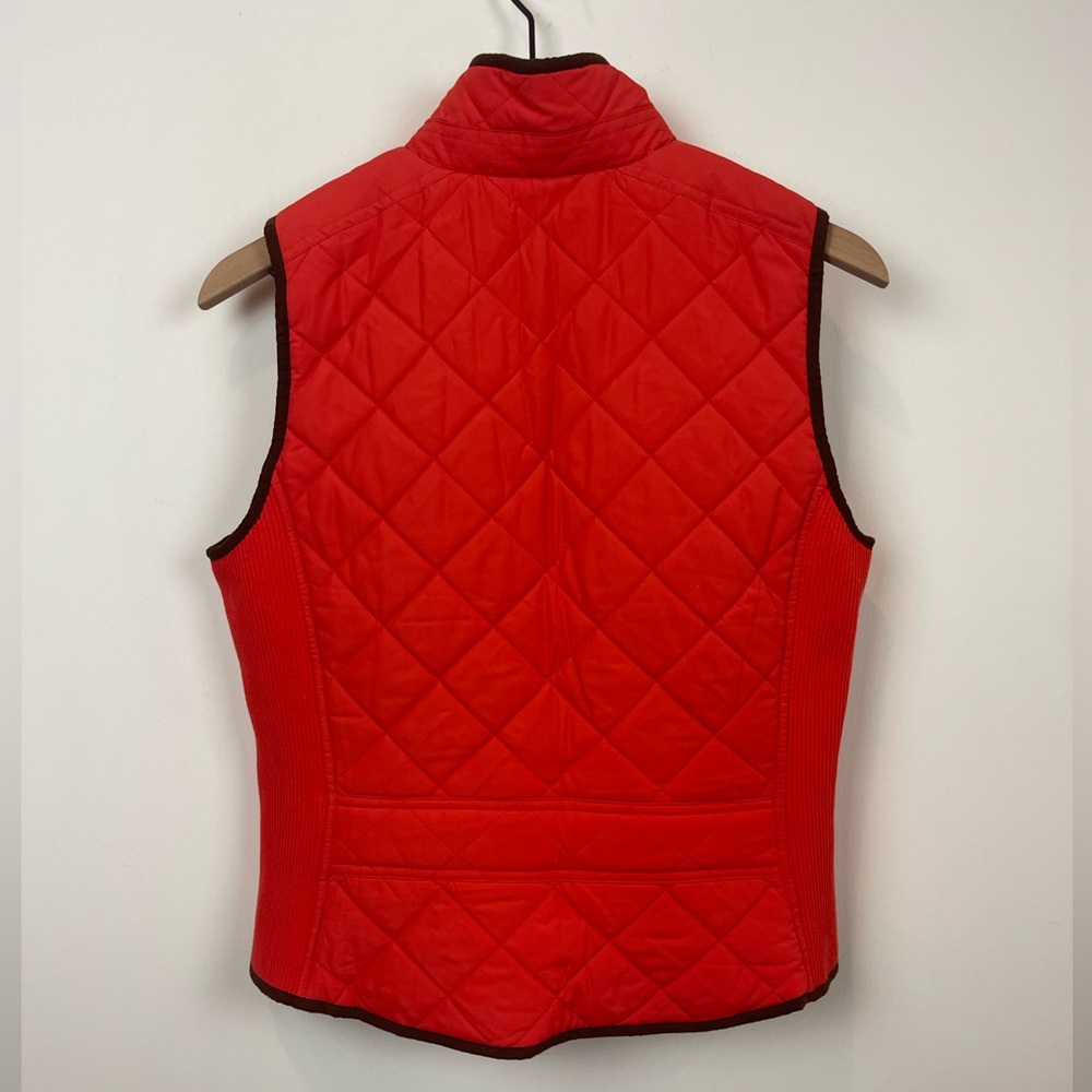 Lauren Ralph Lauren Quilted  Vibrant Orange Jacket with Brown Corduroy Accents - Picture 2 of 7